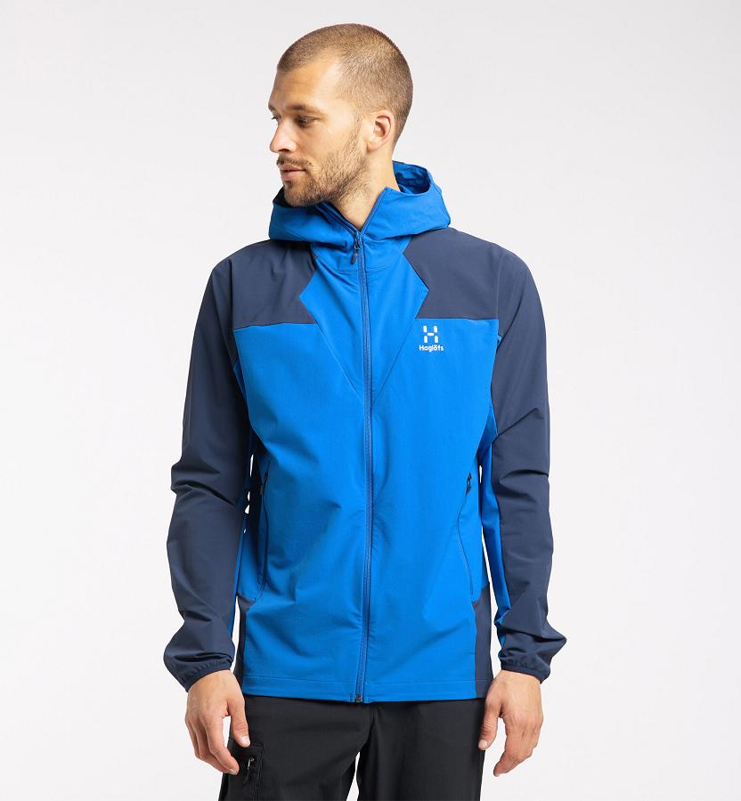 Haglöfs Morän Windbreaker Blue For Mens QRKAX9651 Australia